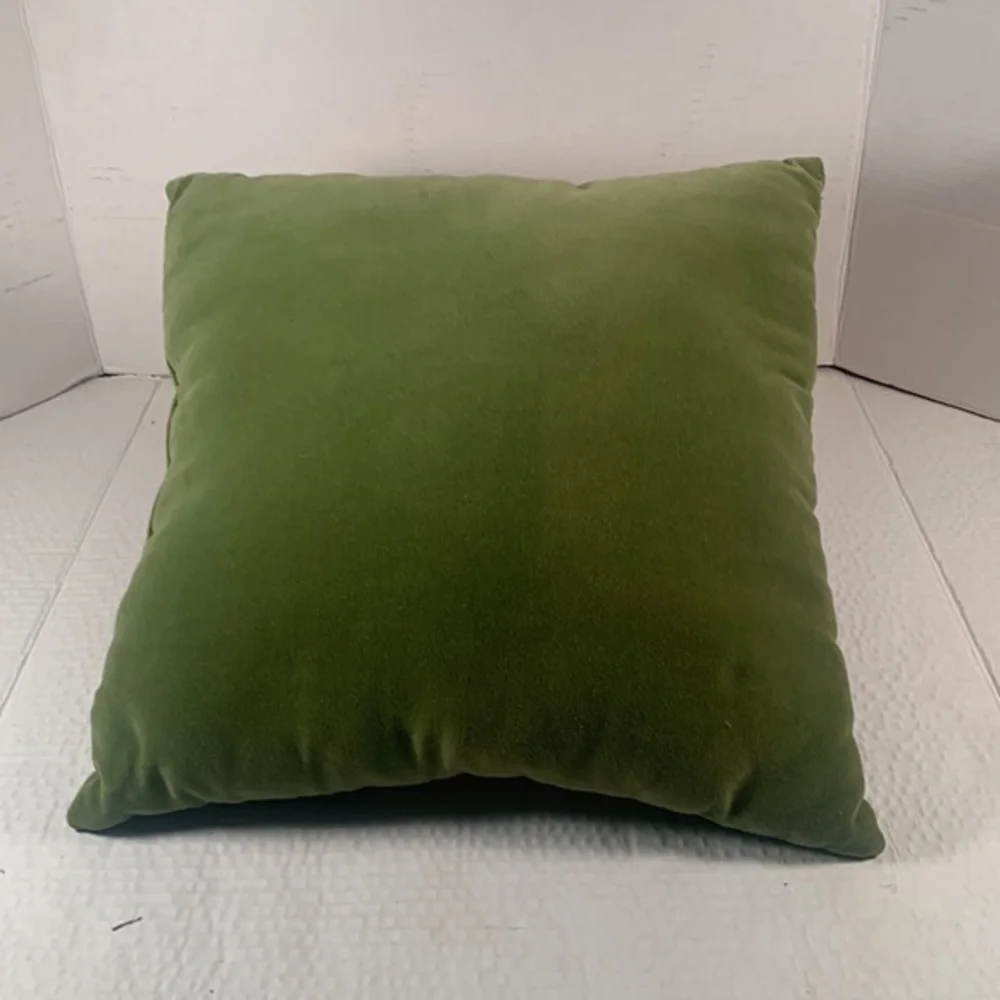 Embroidered 13 “ Green Velvet Christmas Pillow With Well Wishes